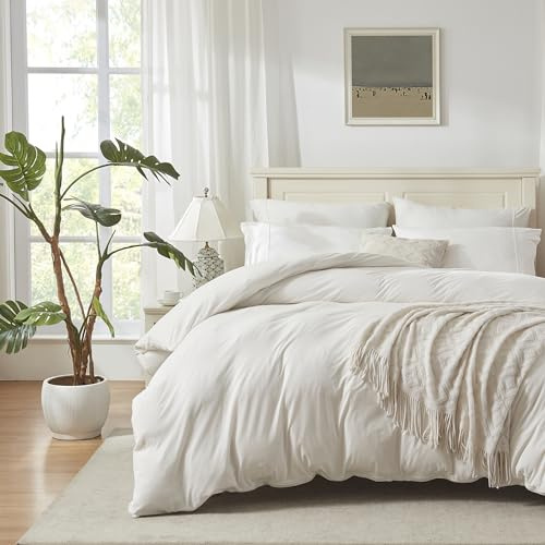 H HOUSEHOLD Set di biancheria da letto in jersey di cotone lavorato a maglia, morbido, per letto king size, 3 pezzi, 1 copripiumino e 2 federe, set copripiumino king size