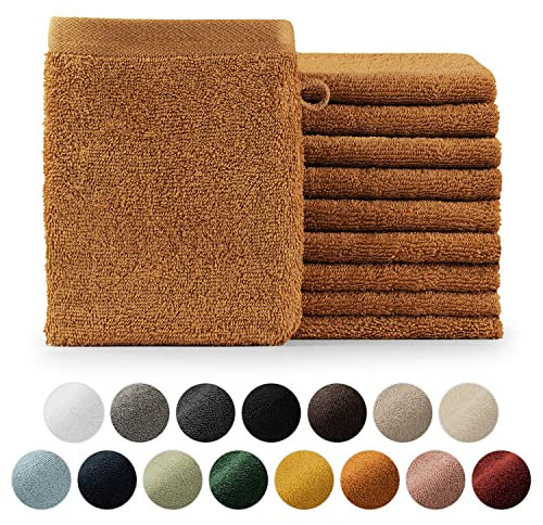Blumtal - Gant De Toilette - Lot de 10 Gants De Toilette Coton - Gant De Toilette Orange Citrouille - Certifié Oeko-TEX®