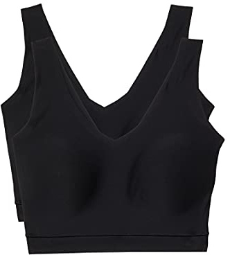 Chantelle Women's Reggiseno Con Gusci E Scollo A V Elasticizzato Morbido Bra, Black, 2 Pieces, XS/S (Pack of 2)