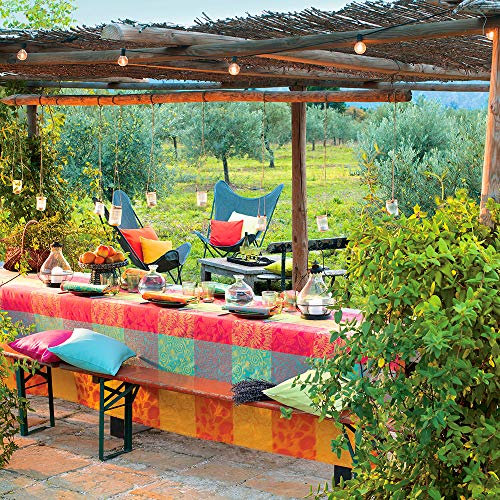 Garnier Thiebaut Tischdecke, beschichtet, 100% Reine Baumwolle, Mehrfarbig, 175 x 175 cm