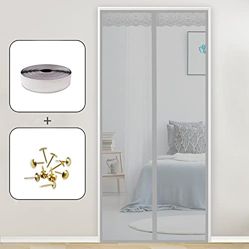 AMZERO Zanzariera Finestra Magnetica, 200x265cm Zanzariere per Finestre Magnetico Velcro Chiudi Automaticamente per Casa Ufficio, Grigio