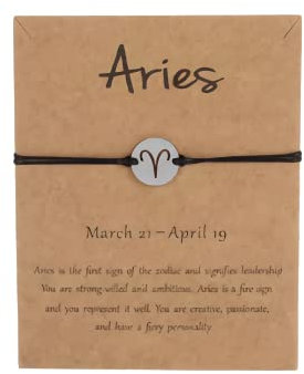 Silver Star Sign Black Rope Disc Bracelet - Aries (21st March - 19th April) - Zodiac Constellation Horoscope Celestial Astrology Jewellery - Women Men Gift
