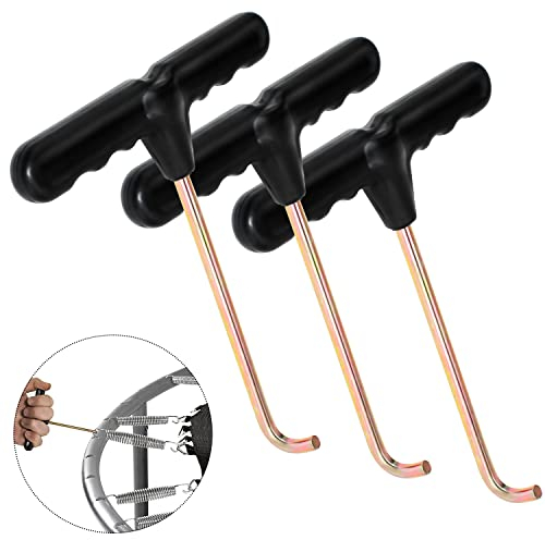 GIAK Federspanner Trampolin Werkzeug T-Haken Trampolin Ersatzteile für Zelthering Zelt-Hering Abzieher für Jumping Trampolin Zugfedern(3 Stück)