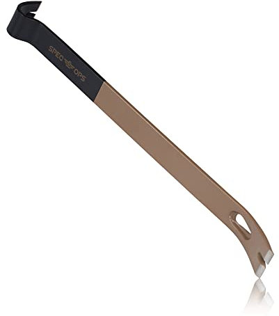 Spec Ops Tools 21 Flat Pry Bar Crowbar, Curved Rocker Head, Teardrop Nail Puller, High-Carbon Steel, 3% Donated to Veterans (SPEC-D21BAR)