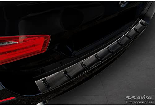 Avisa Schwarz Edelstahl Heckstoßstangenschutz kompatibel mit BMW 5er (F11) Touring 2011-2013 & Facelift 2013-2017 'STRONG EDITION'