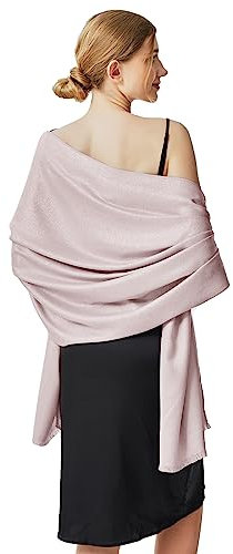 vimate formal Dresses Shawl, Ladies Sparkle Pink Pashmina Scarves and Wraps for Wedding Evening Party Dresses (US-Baby Pink & Silver)