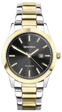 Sekonda Colour Pop Ladies 34mm Quartz Watch in Grey with Analogue Date Display, and Two Tone Stainless Steel Strap 40429.