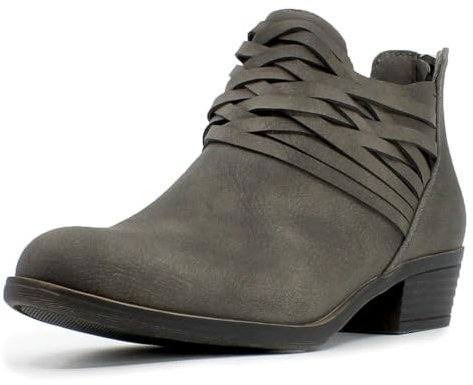 Nautica Women's Ankle Boot Dress Bootie With Side Zipper-Alara Braid-Grey-7.5