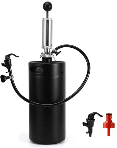 FERRODAY Stainless 128oz Mini Keg Hand Pump Beer Growler Beer Keg Draft Beer Dispenser Growler for Beer Mini Keg Hand Pump Picnic Beer Faucet Keg Portable Mini Keg Beer Pump Beer Tap