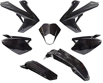 Verkleidungsset Schwarz 7-teilig passend für Rieju MRT 50 – Komplettes Verkleidungskit mit Frontmaske, Kotflügel, Seitenverkleidung und Tankabdeckung