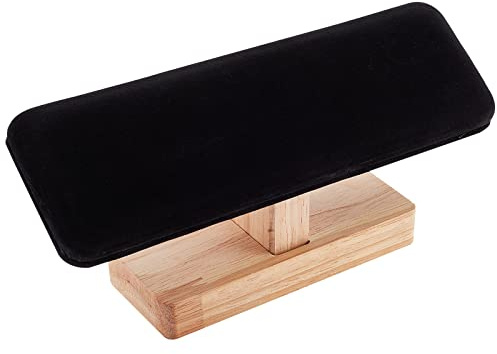 NBEADS Wooden Watch Display Stand, Black Velvet T-Bar Bracelet Holder Jewelry Organizer Stand Removable Bangle Pendants Anklet Tower Rack for Home Use, Retail Display Selling, 7.6x1.9x3.5