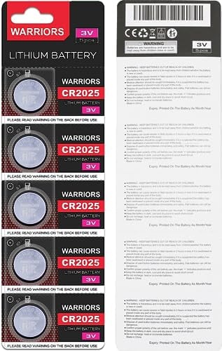Warriors 5X 2025 Batteria Pile a bottone CR2025 Batterie 3V, capacità 150 mAh, per l'uso in portachiavi, bilance, dispositivi medici (WR 2025 * 5X)