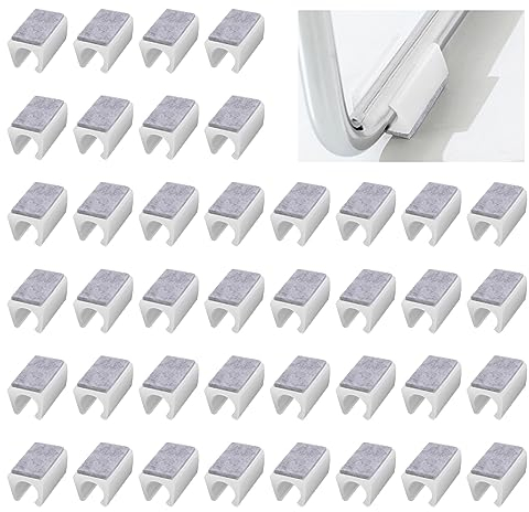 UFURMATE Chair Pads, 40Pcs 13mm Plastic Floor Protectors With Felt Pads, U Shaped Tube Floor Protectors Non-Slip Rectangle Tips Caps for Round Sled Base Legs (White)