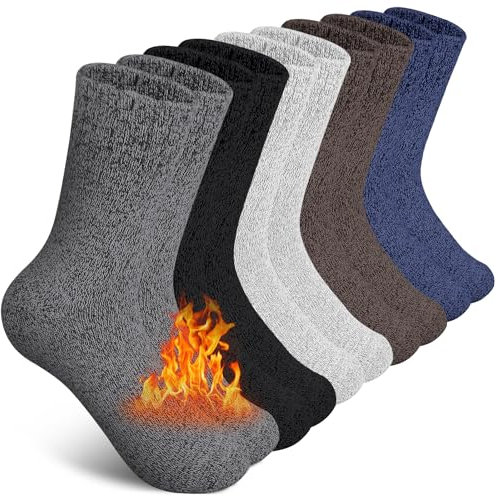 SIMIYA Mens Wool Socks Winter Thick Socks Knitting Soft Warm Sock for Boots Ski Hiking (5 Pairs)