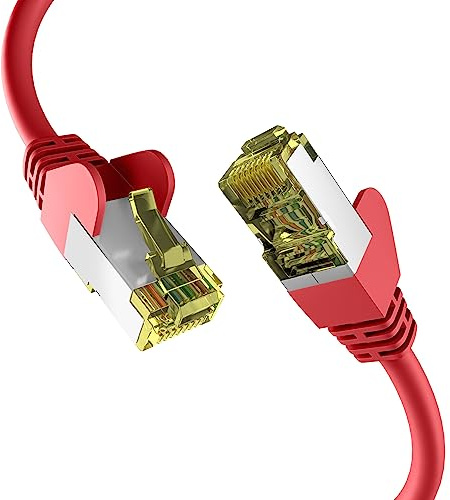 EFB-Elektronik - CAT. 6a Netzwerkkabel bis zu 10 Gbit - 25m LAN Kabel Ethernet Kabel Patchkabel mit Klinken-/Knickschutz - RJ45 Anschluss, S/FTP PIMF Schirmung - Rot