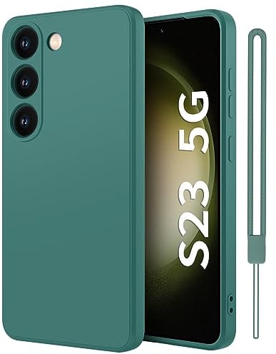 Qasyfanc Handyhülle für Samsung Galaxy S23 5G Hülle, Soft Silikon TPU Case Ultra Dünn Microfiber Kameraschutz Rundumschutz Anti-Kratzer Schutzhülle für Samsung Galaxy S23 - Dunkelgrün
