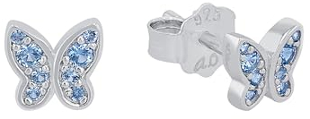 s.Oliver Ohrstecker 925 Sterling Silber Mädchen Kinder Ohrschmuck, mit Zirkonia synth., 0,5 cm, Silber, Schmetterling, Kommt in Schmuck Geschenk Box, 2036816