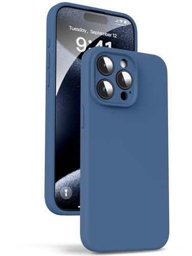 Supdeal Liquid Silicone Case for iPhone 15 Pro - [Camera All-Round Protection] [Soft Microfiber Lining Anti-Scratch] 4 Layer Full Covered Shockproof Gel Rubber Phone Case Cover, 6.1, Blue