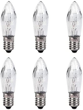 ShuoHui Spitzkerze E10 12V 3W Ersatzbirnen Glühbirnen Topkerze für Lichterketten und Schwibbögen 2700K 30LM (6)