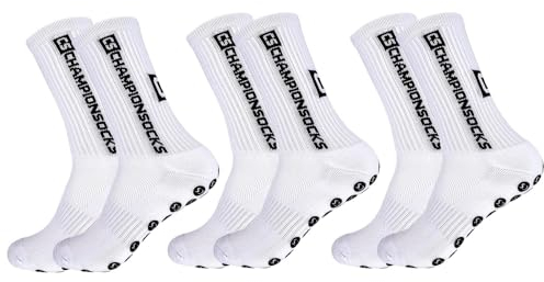 Opopark 3 Paare Fußballsocken für Herren Damen,39-46 Sportsocken Anti Rutsch Grip Fußball Socken Rutschfeste Sportsocken für Fussball Basketball Laufen(weiß)
