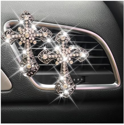 JNNJ 2 Stück Bling Auto Lufterfrischer Vent Clip, Glitzer Auto Duft Lufterfrischer Parfüm Clips, Diamant Autos Aromatherapie Clip, Autos Dekoration Zubehör(Schwarz)