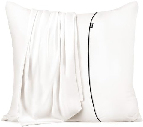 Gulokoka Satin Kissenbezug 2er Set, Luxuriös Glänzend wie Seide, 2 Kissenbezüge Weiß 80 x 80 cm
