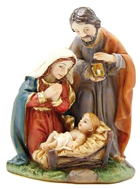 FADEDA Hlg. Familie, Krippenblock/Höhe:5 cm/handbemalt/detailgetreue Krippen Figuren - Weihnachten Tisch Dekoration Krippe Zubehör