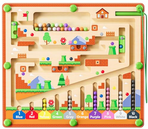 HuaaxtLang Magnetic Colour and Number Maze, Montessori Toys for 2 3 4 5 Year Old Boys Girls, Fine Motor Skills Toys for Toddlers, Color Sorting Board, Preschool Learning Resources