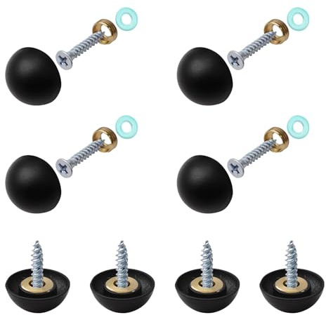 INCREWAY Hemispherical Black Mirror Screws, 20 Sets 18mm Zinc Alloy Thicker Mirror Screws Cap with Decorative Cover Nails