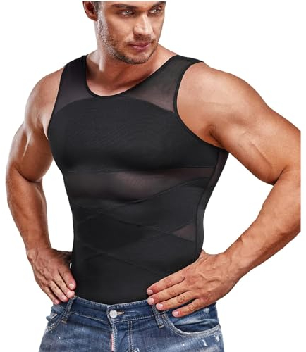 Gotoly Kompressionsshirt Herren Unterhemden Shapewear Workout Tank Tops Bauchweg Shirt Abnehmen Unterhemd Sport Unterhemden Männer Body Shaper