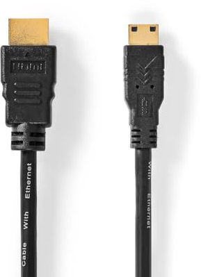 NEDIS High Speed ​​HDMI Kabel mit Ethernet - HDMI Stecker - HDMI Mini Stecker - 4K@30Hz - 10.2 Gbps - 1.50 m - Rund - PVC - Schwarz - Label