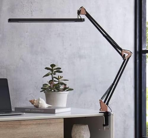 SKYLEO Lampada da Scrivania a LED - da Tavolo con clip - per la cura degli occhi - 5 modalità di luce x 11 livelli di luminosità - Oro rosa con nero
