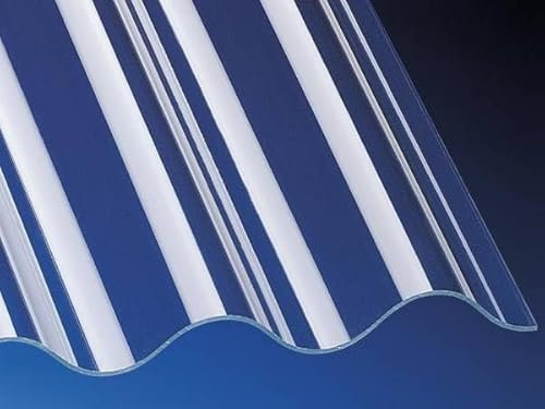 Polycarbonat Wellplatten Lichtplatten Profil 76/18 Sinus (Welle) - 1,3 mm - glatt - glasklar - uneingeschränkt hagelfest - Lichtdurchlässigkeit > 90% - 19,90 Euro/m² (4000 mm)