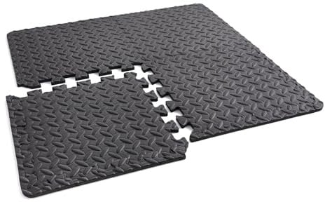 Phoenix Fitness Interlocking Floor Mats - 20 Non-Slip EVA Foam Flooring Tiles for Home, Gym, Garage, Kids Room & Exercise - Heavy-Duty Protective Floor Mat for Indoors & Outdoors - 30x30cm, Black