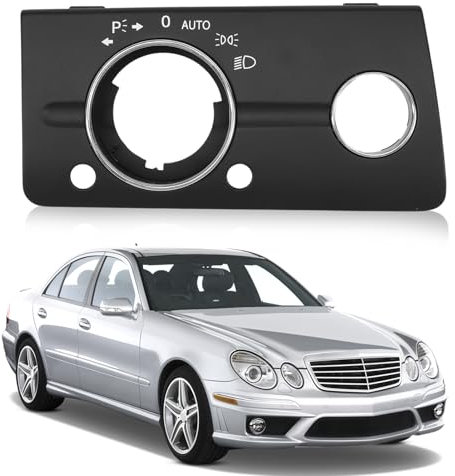 Taesayl Autoscheinwerfer-Schalterabdeckung Schwarze Scheinwerferschalter-Abdeckung für W211 E-Klasse 2003–2008 Armaturenbrett Scheinwerfer Schalter Abdeckung