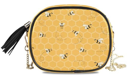 Umhängetasche, gelbe Biene, kleine Handtasche, Geldbörse, Bienen, Tier, PU-Leder, Schultertasche, Organizer, Kettentasche für Damen und Mädchen, multi