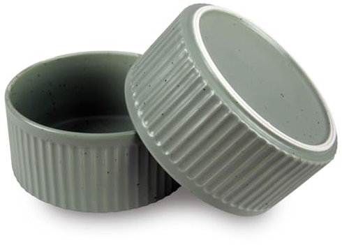 Hundenapf aus Keramik 2er Set (Grün / 400 ml) Napf für Kleine und Grosse Hunde - Modern mit Rutschfester Unterseite - Spülmaschinengeeignet - Futternapf Fressnapf