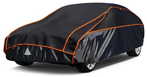 Telo Copriauto Antigrandine, Kayme Copertura per Auto Impermeabile Anti UV Antipolvere Anti Vento, Telo Copri Antigrandine Adatto per Auto a 3 Volumi (da 430 a 450cm) 3M – Nero