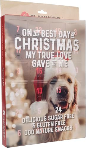 Adventskalender Hund – Nature Snack – 24 natürliche Leckerlis – glutenfrei – ohne Zuckerzusatz – Flamingo