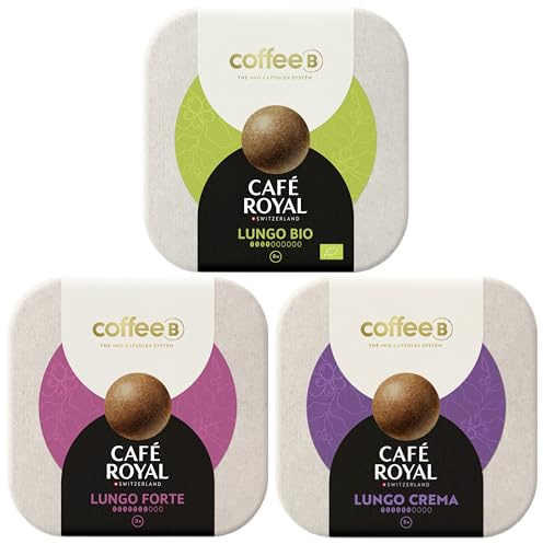 CoffeeB by Café Royal - SET 4 - LUNGO Crema, FORTE und Lungo-B, zu je 9 Coffee Balls 51g, 3er Pack (3x 9 Coffee Balls)