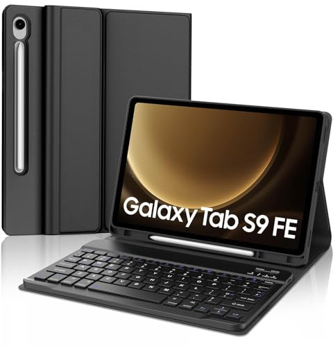 IVEOPPE Keyboard Case for Samsung Galaxy Tab S10FE/S9FE 10.9'', Case Keyboard for Samsung Tab S9, Cover with Magnetically Detachable Keypad for Galaxy S9 Tablet 11 Inch, Black