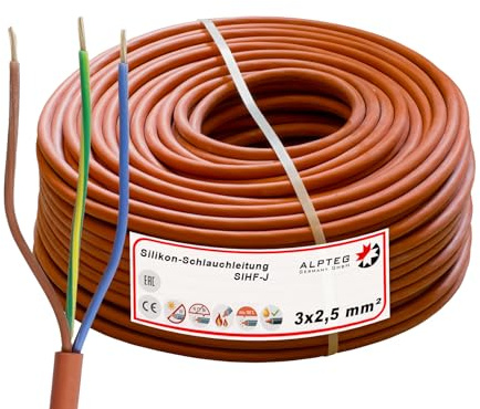 ALPTEG SiHF Silikonkabel 180°C Saunakabel flexibel (2m - 3x2,5mm²)