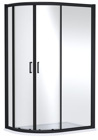 Contemporary 8mm Glass Offset Quadrant Shower Enclosure, 1200 x 800mm, Matt Black
