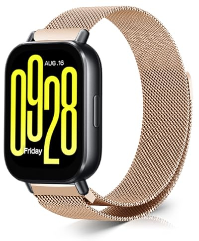 ZoRoll Metal 22mm Armband für Xiaomi Watch S5 46mm/5/S4/S4 Sport/S3 | Ersatzarmband Mesh Metall Uhrenarmband für Xiaomi Redmi Watch 5 Active/5 Lite/Xiaomi Watch 5/4/3 - Roségold
