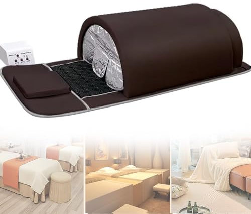 Far Infrared Sauna Dome - Complete Coverage Personal Sauna Capsule with Pillow and Infrared Mat with Tourmaline and Germanium Stones