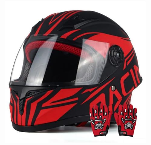 Casco Integrale Per Bambini Con Omologazione DOT,Casco Per Go-Kart,Scooter Elettrico, Ciclomotore,Casco Per Bambini Ragazzi E Ragazze,Per Moto Da Cross,Per Bambini Dai 3 Ai 14 Anni 6,XL/(53~54cm)