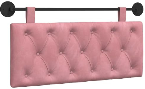 vidaXL Hängendes Kopfteil Rosa Samt, Schlafzimmer, modernes Wand-Kopfteil, rechteckig mit Samtbezug, gesteppt, Holzwerkstoff, platzsparende Dekoration