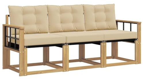 vidaXL Outdoor-Sofagarnitur mit Kissen 3 pcs Weiß und Beige, Gartenmöbel, strapazierfähiges Outdoor-Sofa, Loungeset für die Terrasse, Komfort beim Sitzen