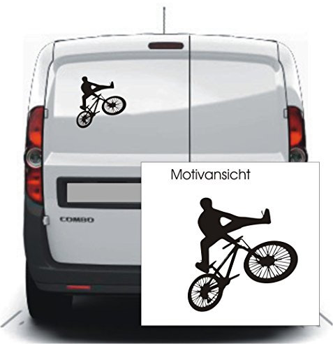 blattwerk-design Autoaufkleber -Fahrradtrick - Dirt Bike - - Fahrrad - KFZ-Aufkleber (220 mm x 210 mm, Schwarz)