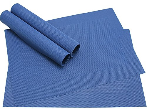 Abwaschbare Tischsets 4er Set in blau - Platzsets als rutschfeste und hitzebeständige Deko Esstisch Unterlagen in 46 x 33 cm - Tisch Platzdeckchen aus abwischbarem PVC für Tischdeko
